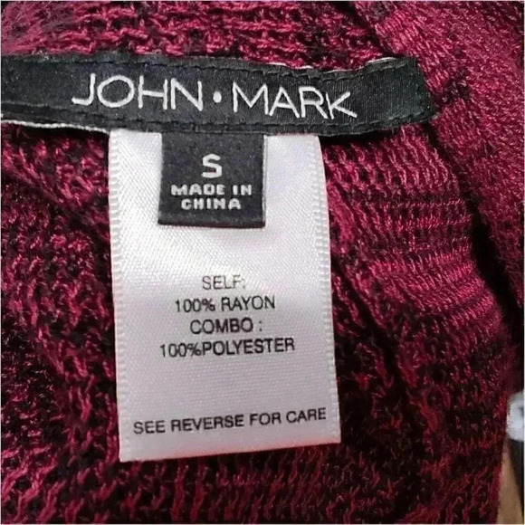 John Mark Duster Cardigan Burbundy Small open Front Embroidered Back Sleeveless - Picture 3 of 3